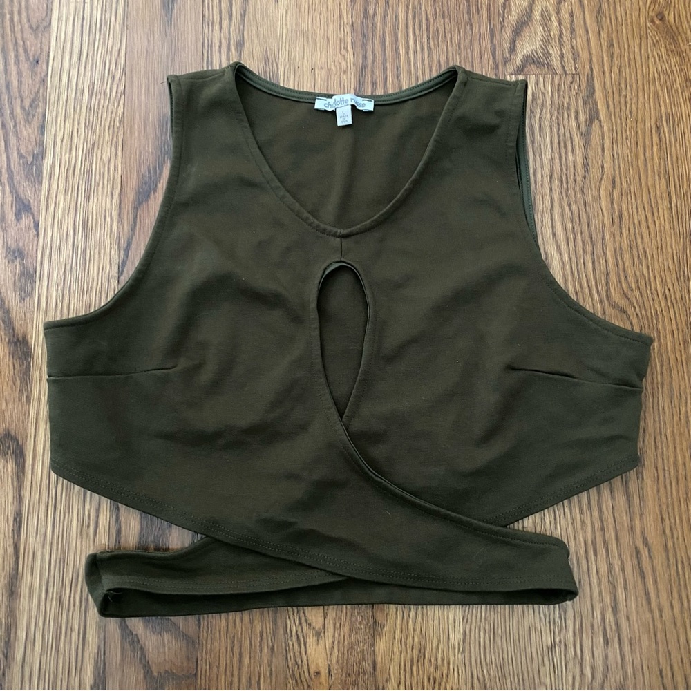 Green Cutout Crop Top